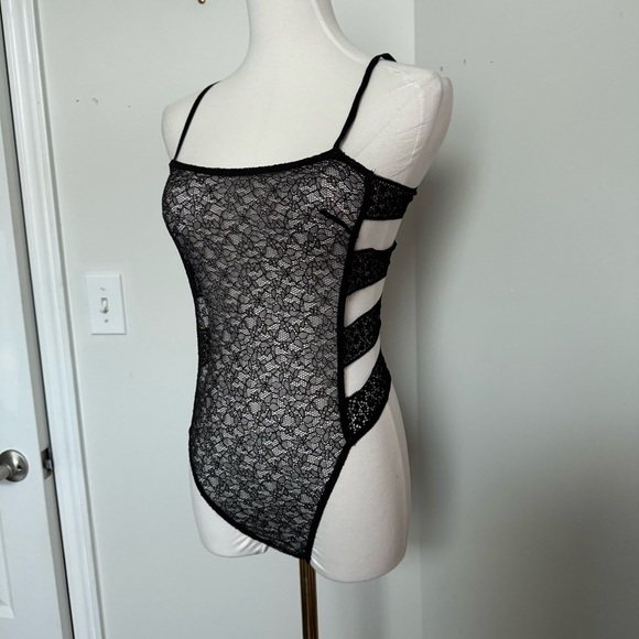 Victoria secret Black Lace Strappy Bodysuit S - Picture 2 of 5